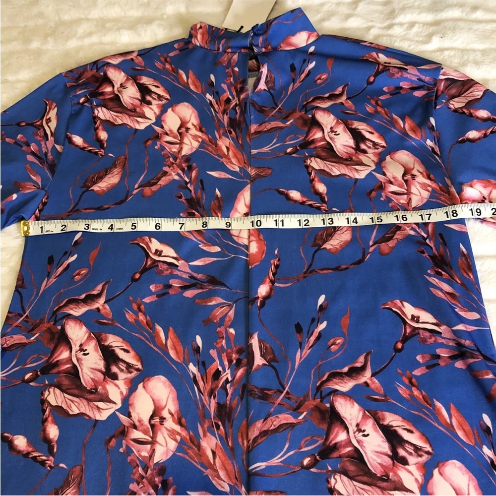 Women Zara Trafaluc NWT Blue Floral Long Dress Tunic Long Sleeve S - Picture 5 of 5